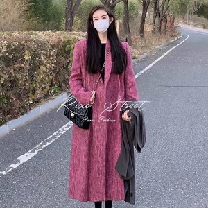 RIXO STREET法式秋冬郝本风气质毛呢外套女高级感中长款西装大衣