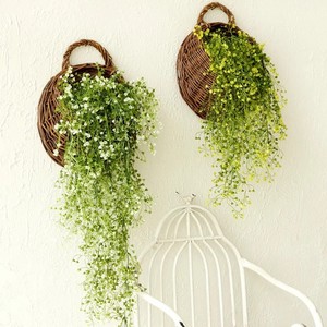 悬挂式绿植仿真花藤条花藤天花板假花金钟柳壁挂客厅装饰绿叶植物