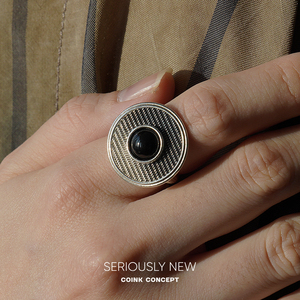 SERIOUSLY NEW所若 万象圆盘戒指 925银原创小众设计复古肌理质感