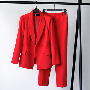 大红色西装套装女高级感秋冬时尚气质高端主持人正装职业西服外套