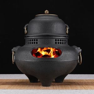 铸铁炭火炉鬼面风炉日式铁壶复古烧水炭炉加热围炉煮茶一整套茶具