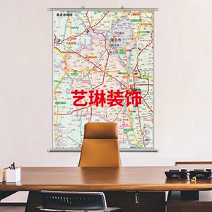 新款淮北市地图装饰画超大墙贴挂图地形行政有带框交通旅游办公室