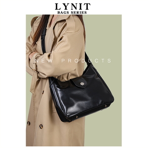 LYNIT 韩版秋冬新款女包复古油腊皮单肩斜挎大包小众高级感托特包