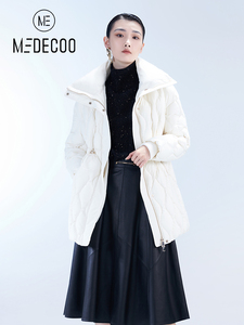 MEDECOO/墨蒂珂2022秋冬新款女装羽绒服白鸭绒加厚中长款羽绒外套