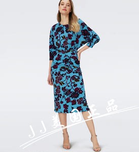 JJ美国正品 DVF 30羊毛花朵印花连衣裙 Chrisey Dress