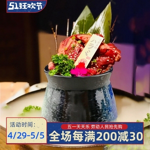 日式烤肉盅创意牛肉牛肋条酱肉陶瓷罐子鱿鱼坛子火锅签签罐筷子筒