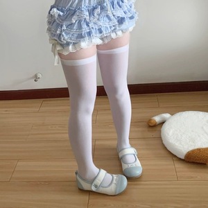 颜文字袜子女白丝袜薄款夏季日系萌妹可爱印花亚文化长筒过膝袜