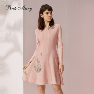 Pink Mary粉红玛琍粉红玛丽春秋专柜正品长袖针织连衣裙PMAIS8801