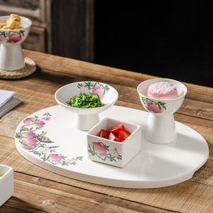 中式陶瓷创意凉菜拼盘酒店餐厅会所特色意境菜小吃点心高脚碗套装