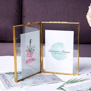 北欧复古黄铜折页玻璃相框 DIY植物标本夹桌面装饰摆件婚礼678寸