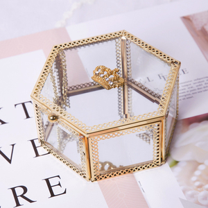 欧式皇冠珠宝饰品收纳盒发卡耳钉耳环首饰盒展示戒指玻璃伴手礼盒