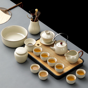 汝窑瓷器茶具套装2024新款轻奢高档茶壶茶杯泡茶具盖碗茶台一整套