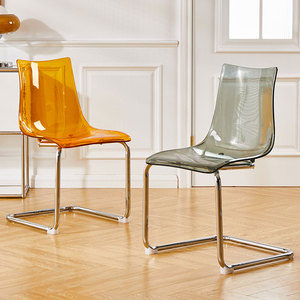 北欧透明椅子设计师家用亚克力靠背椅托亚斯餐椅现代简约餐桌椅凳