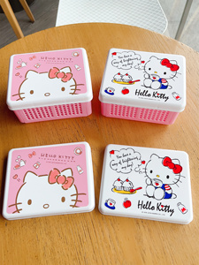 出口日本可爱kitty水果寿司杂物储物盒子三明治便捷折叠桌面收纳