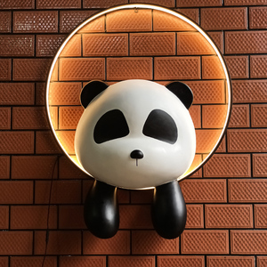 可爱熊猫卡通壁挂门头装饰网红餐饮店背景墙立体创意壁饰简约布置