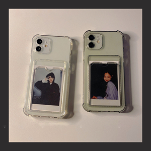 适用于苹果14promax透明DIY可放打印照片iphone15手机壳13情侣11拍立得12Pro定制13mini小卡包套8plus软6硅胶