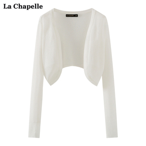 拉夏贝尔/La Chapelle设计感针织开衫女韩版纯色气质小衫春季新款