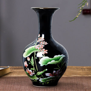 景德镇陶瓷器小花瓶插花干花现代中式客厅家居装饰品酒柜摆件瓷瓶