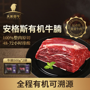 天莱香牛 新疆安格斯有机原切谷饲牛腩500g*2袋 烧烤 生牛肉