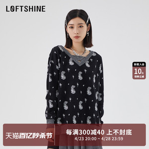 LOFTSHINE珞炫针织上衣女学院风慵懒温柔时髦百搭毛衫22308153