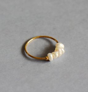 超爱 淡水异形真珍珠 金色 钛钢 戒指 有大号 拍前看描述