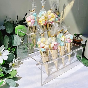 2层亚克力冰淇淋甜筒架甜品台摆件纸杯蛋糕婚礼展示架