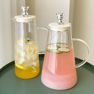 泡柠檬水壶玻璃耐高温冷水壶家用把手扎壶待客泡茶壶大容量凉水壶