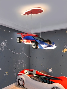 汽车灯儿童房吊灯创意个性F1法拉利赛车造型灯现代卡通男孩卧室房