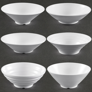 凯柏雅密胺碗商用仿瓷白色斗笠喇叭塑料大碗冒菜碗拉面汤面粉面碗