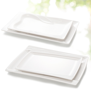 凯柏雅密胺长盘子白色塑料盘子长方形创意酒店餐具餐厅凉菜盘商用