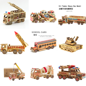 木制彩绘工程车模型双层运输车儿童早教汽车卡车益智玩具车模型