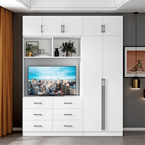 定制现代简约背景墙衣柜电视柜一体组合墙客厅带顶柜卧室加高储物