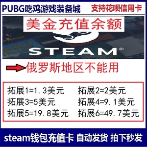 PUBG绝地求生美国区steam充值卡123456780美金钱包余额码美元美刀