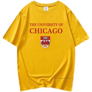 美国芝加哥大学名牌英伦风新款重磅国潮圆领纯棉宽松短袖