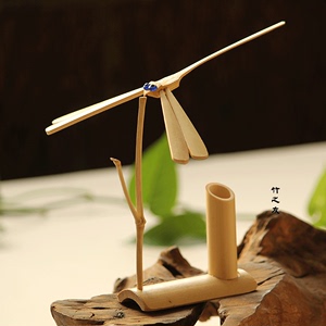 竹制品摆件竹蜻蜓怀旧竹摆件纯手工桌面装饰品礼物儿童玩具竹蜻蜓