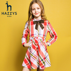 【年终盛典价】hazzys哈吉斯童装女童格纹衬衫裙装 秋季