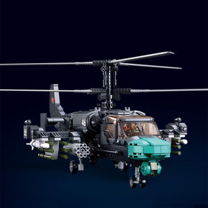 卡52武装直升机米24雌鹿重型运输机双翼军事战斗飞机益智拼装积木