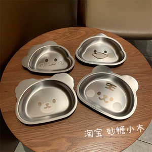 猫咪狗狗幼犬粮盆304不锈钢宠物猫碗零食盘子吃饭罐头碗碟子餐盘