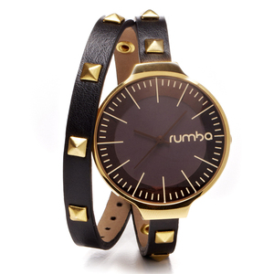 rumbatime美国原装进口双层铆钉表带刻度表盘手表女石英表腕表
