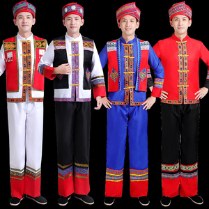 新款三月三壮族演出服成人男苗族表演服土家族瑶族彝族少数民族服