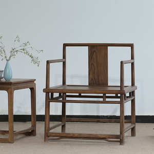 原创设计新中式圈椅实木三件套官帽椅老榆木禅意太师茶椅明清仿古
