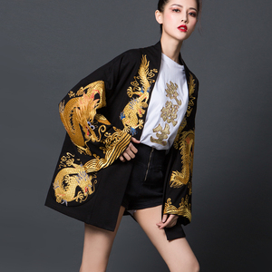 中国风刺绣龙袍女外套抖音同款元素中式女装国潮民族风嘻哈汉服秋