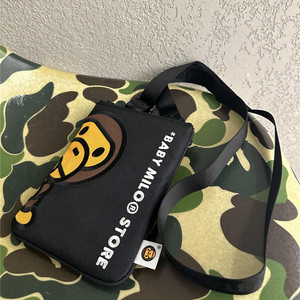 现货 BAPE BABY MILO 黑色动物园 可爱卡通小猴子 帆布斜挎包