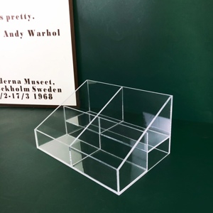 透明阶梯展示盒分隔亚克力精油盒双层卡片收纳架小样化妆品陈列架