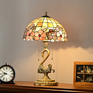 美式台灯床头灯卧室客厅奢华高端豪华田园欧式复古纯铜全铜贝壳灯