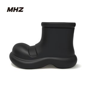 MHZ创可贴短筒雨靴女秋冬轻量化增高厚底雨鞋女生潮流ins黑色靴子