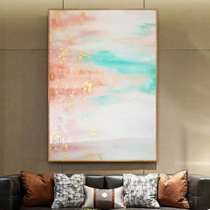 大幅油画纯手绘现代轻奢金色云彩现代客厅沙发背景走廊玄关装饰画