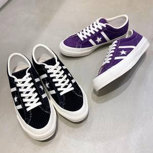 日版匡威CONVERSE JACKSTAR BARS 日本限定紫色黑色灯芯绒滑板鞋