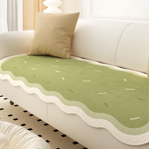 奶油风冰丝沙发垫子夏季异形防滑坐垫直排一片式座垫夏天凉感盖布
