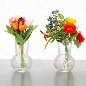 IKEA宜家 普德拉格 花瓶 透明玻璃高17cm条纹插花瓶家居装饰瓶子